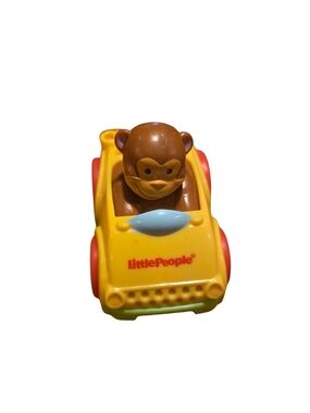 Fisher Price Little People Yellow Monkey Wheelie Car Toy